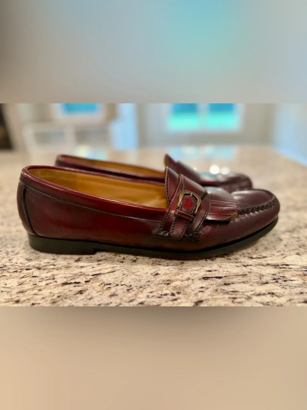Cole Haan Shoes Men’s Size 10.5 D Burgundy Kiltie Monk Strap Loafers Italy 3516